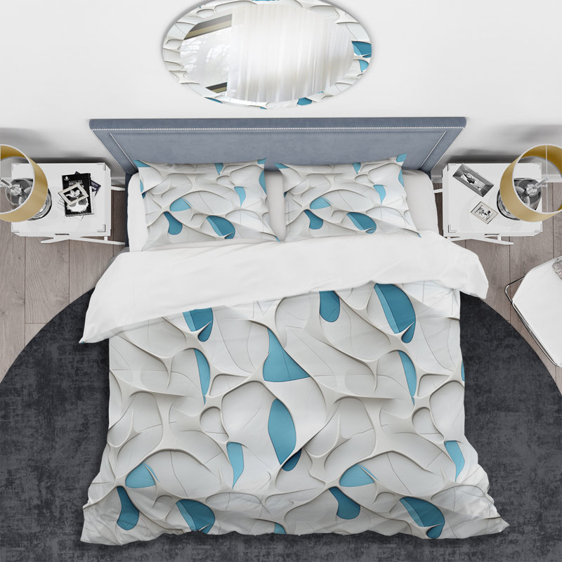 Ensemble de housse de couette géométrique Serene Structures I - Microfibre polyester