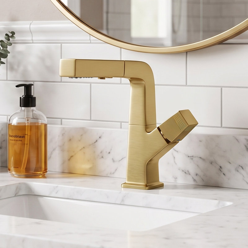  Single Hole Single Hand Bathroom Sink Faucet With Optional Drain Assembly, Brushed Gold, Drain Assembly Not Included