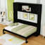 Lit escamotable double en bois avec armoires et lattes
