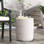 Table d'appoint en béton léger cannelé antique blanc 15 po x 15 po x 18,5 po, sans assemblage, prêt à décorer cannelé moderne, l 14,87 po x P 18,54 po, blanc