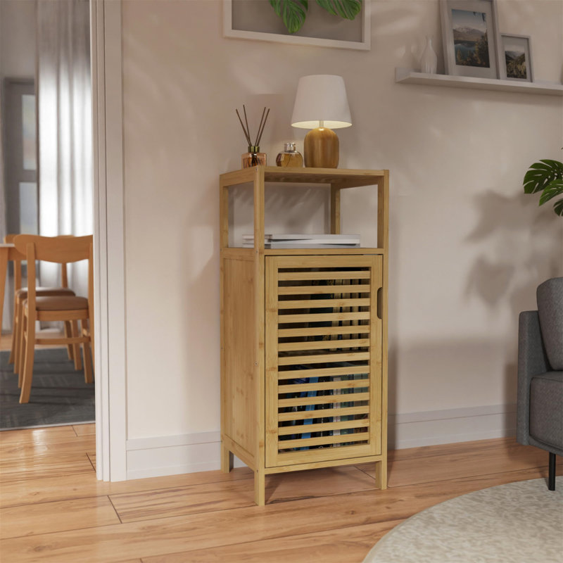 Amaal Bamboo Freestanding Linen Cabinet, Natural
