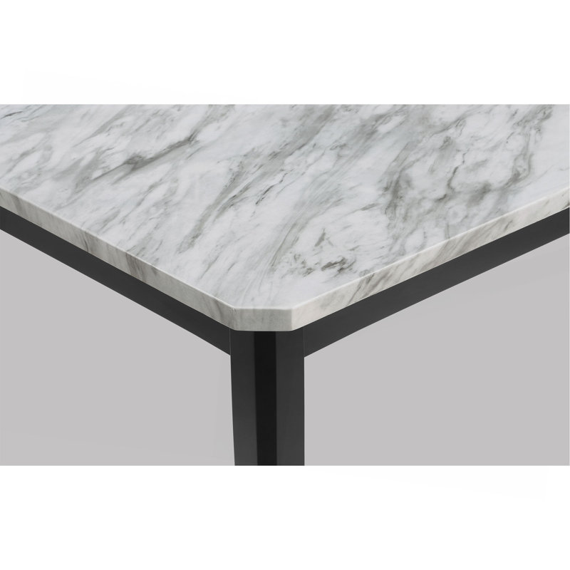 Ensemble de salle à manger 6 pièces avec plateau rectangulaire en faux marbre et plateau en bois massif