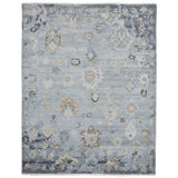 Ambrose Hand Knotted Oriental Area Rug in Blue; Washed Denim
