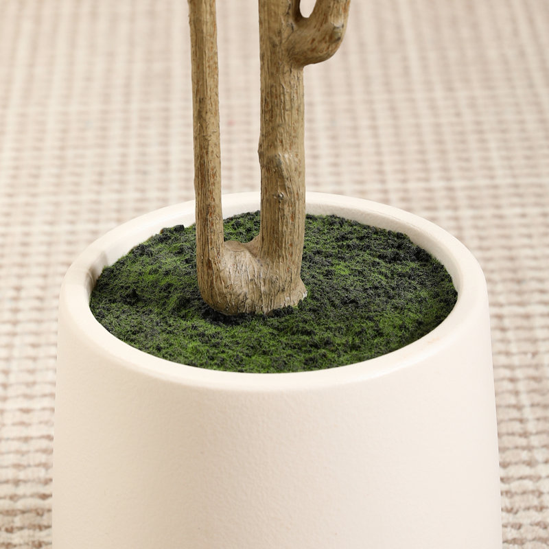 Adcock Artificial Maple Tree with Round White Planter, Pre Potted Faux Maple Tree for Home Decor, 84" H x 28" W x 28" D