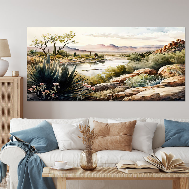 Arizona Desert Scenery IV - art mural occidental, 24" H x 32" W, Black Picture Framed