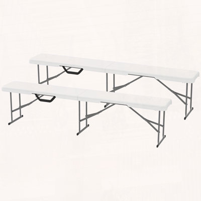 Ensemble de 2 bancs pliants portatifs de 6 pi avec plateau en PEHD et poignée de transport, capacité de 529 lb