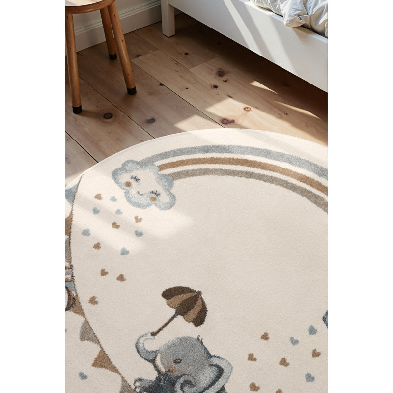 Villeroy & Boch - Boho Kids Rug Walk like an Elephant Rainbow, Children's Rug Kids Room, Toddler Rug, Soft Rug Animal Motive, Playroom Rug