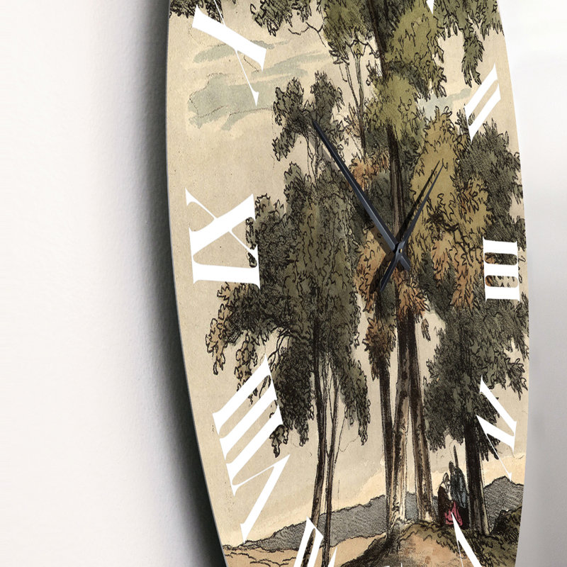 Vintage Images of Old Trees I - Horloge murale traditionnelle, Grand