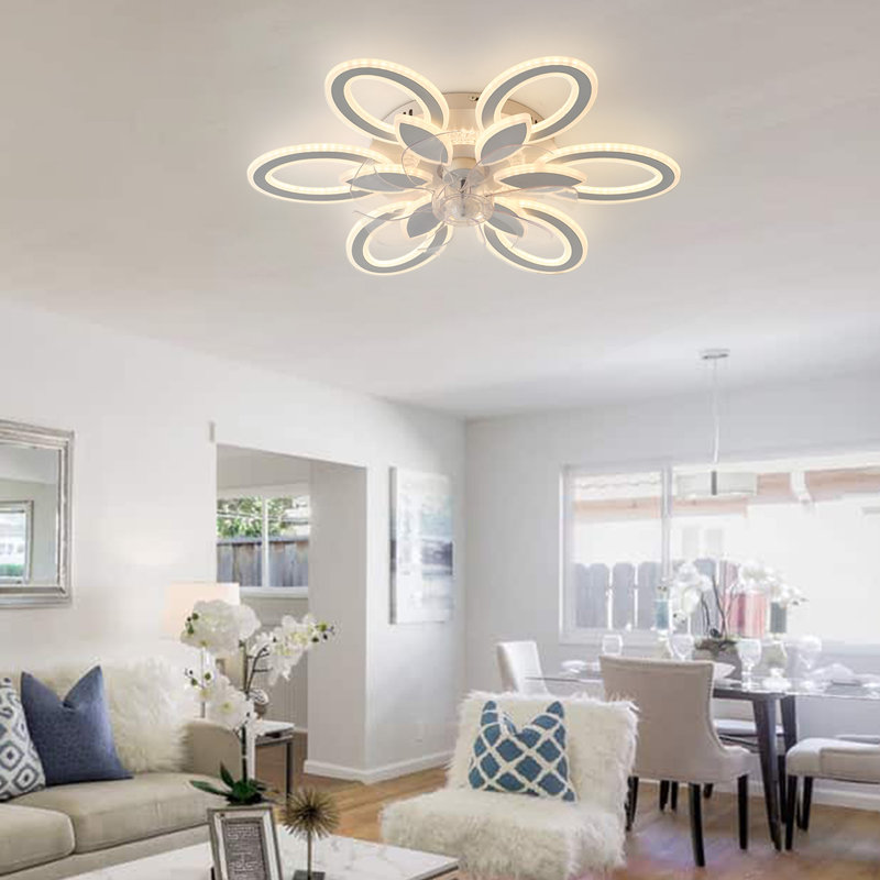 Ventilateur de plafond moderne 27,9 pouces avec télécommande à intensité variable 3 couleurs Iszac, Blanc