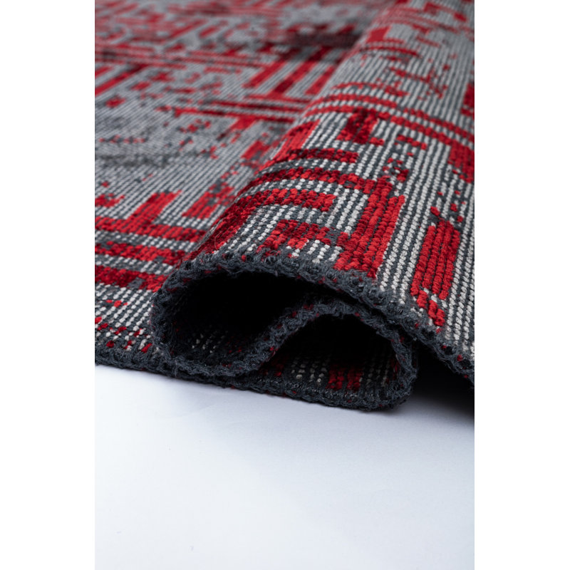 Rapture Gray/Red Luxury Area Rug, Rectangle 7'10" x 11'2"