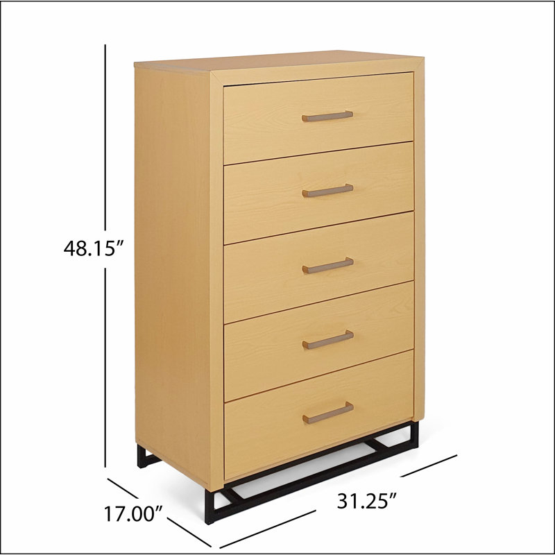 Commode 5 tiroirs, Naturel