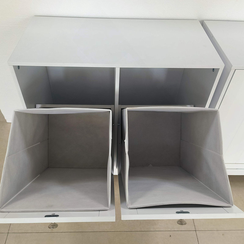 Panier à linge incliné avec panier amovible, panier à linge caché, armoire de rangement pour panier de salle de bain, organisateur de maison autoportant, blanc