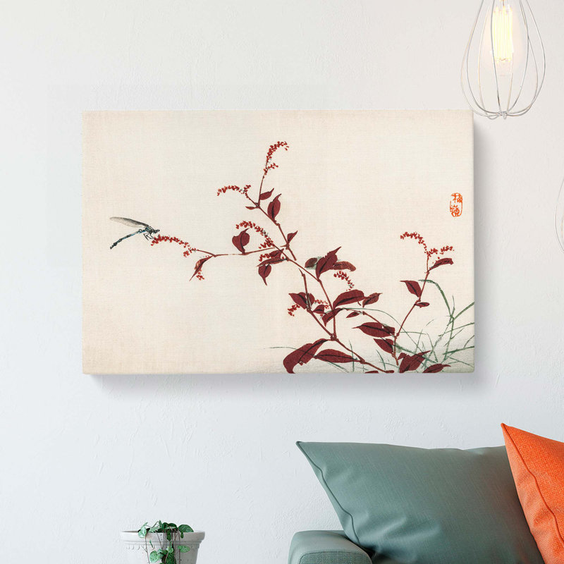 Dragonfly by Kono Bairei - Wrapped Canvas Painting, 60cm H x 91cm W x 3cm D