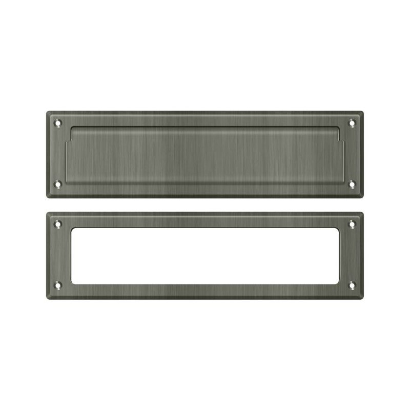 Brass Mail Slot, Antique Nickel, 3.625" H x 13.125" W x 0.5625" D
