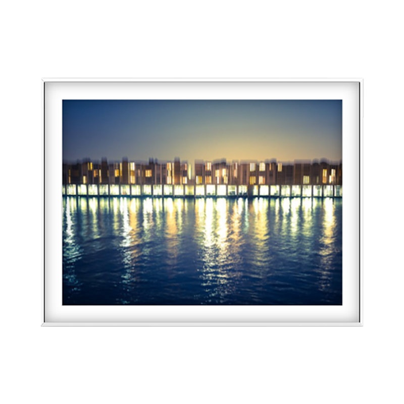 Edge Light Print by Francis Augustine, White Framed Paper, 18" H x 27" W x 0.8" D, White