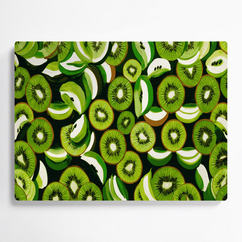 Art mural en métal vert kiwi aux fruits, H 11 po x l 14 po