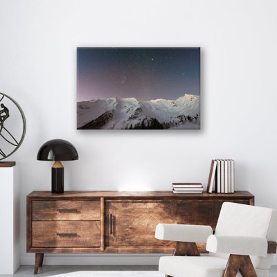 Starry Mountain Print Wall Art - Night Sky Mountain Landscape Poster - Cosmic Stars Over Peaks Artwork - Nature Scenic Astronomy Print - Rustic Cabin Lodge Home Decor - Minimalist Night Landscape Wall Art - Dreamy Travel Inspired Gift