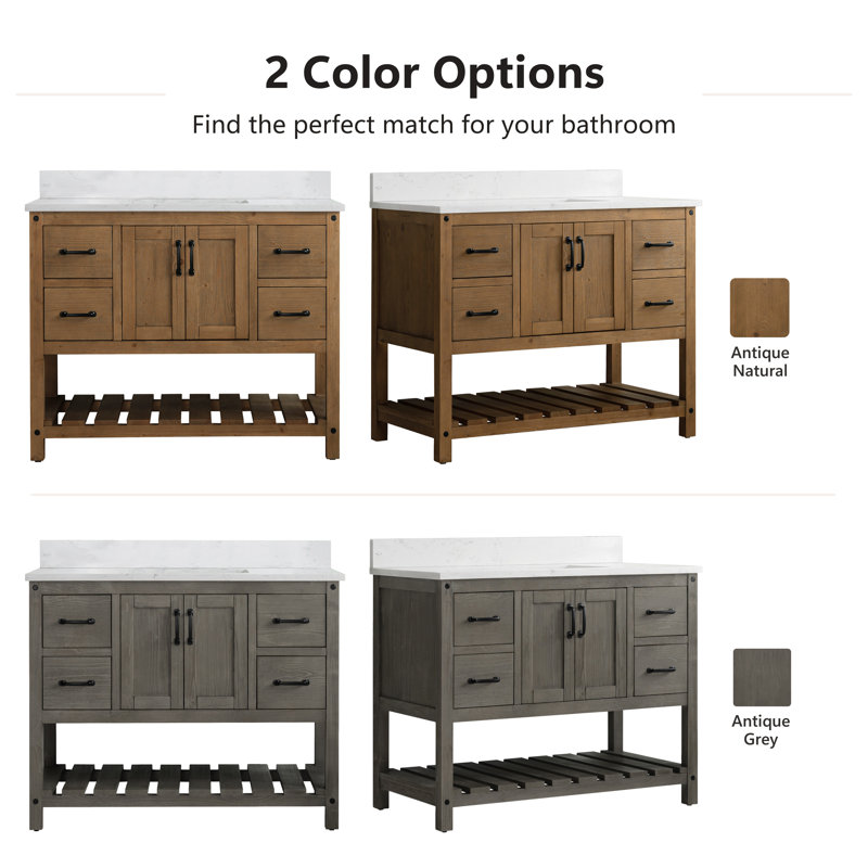 Radstock 24'' Single Bathroom Vanity with Ceramic Top, Antique Natural