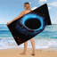 Serviette de plage à trou noir, serviette de plage surdimensionnée en microfibre, serviettes antidérapantes légères à séchage rapide 63 po x 32 po pour accessoires de natation, piscine, gymnase, yoga et camping