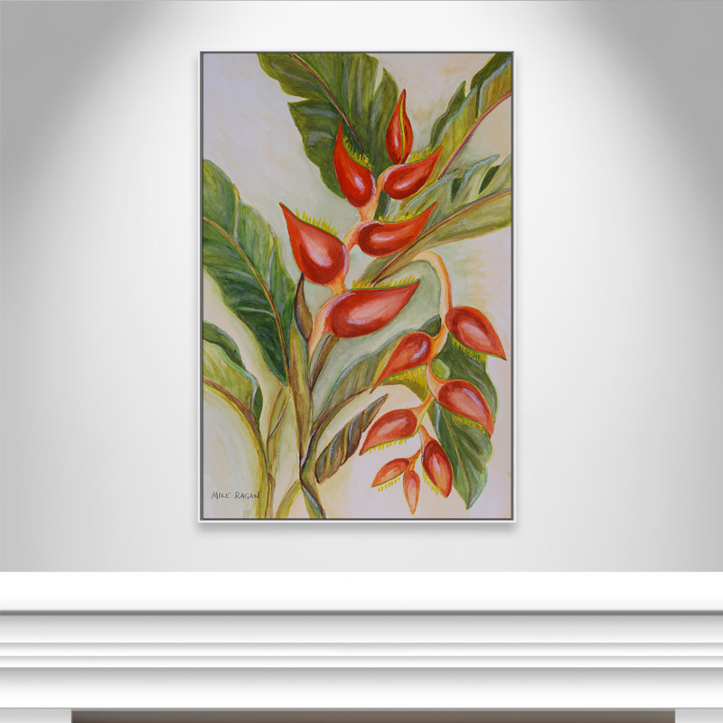 Imprimé Heliconia par Mike Ragan pour , H 61,5 po x l 41,5 po, Blanc