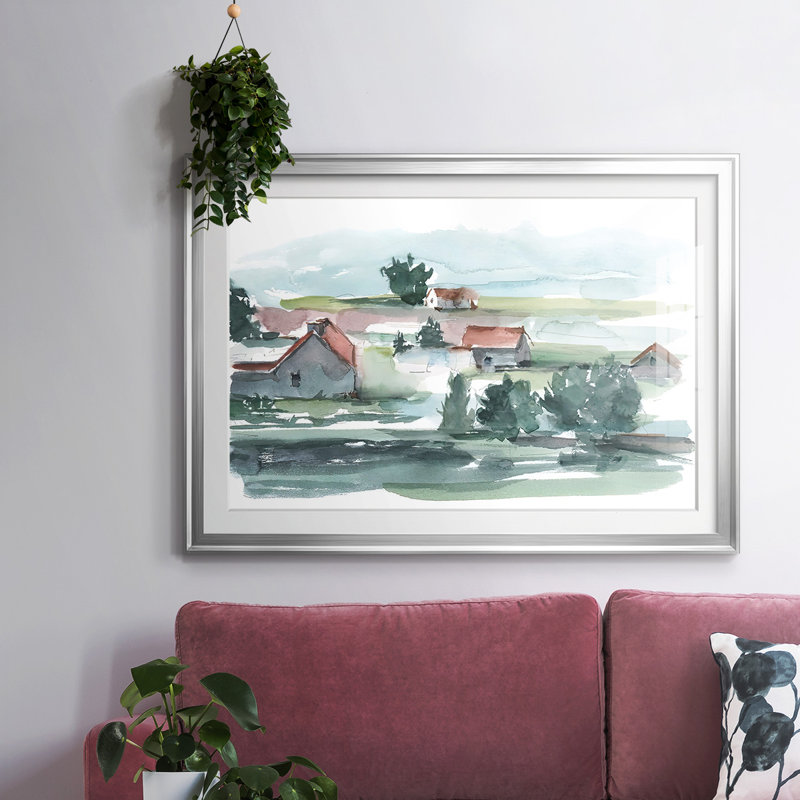 Valley Farm II, reproduction d'art encadrée, Argent, H 19 po x l 27 po x P 1,5 po