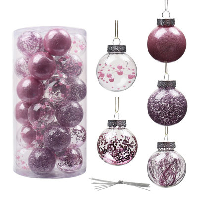 30 pièces / ensemble de boules de Noël 6 cm / 2,36 po de décoration de sapin de Noël incassable boule de Noël suspendue pour le Nouvel An, fête de Noël, décorations de Noël, g