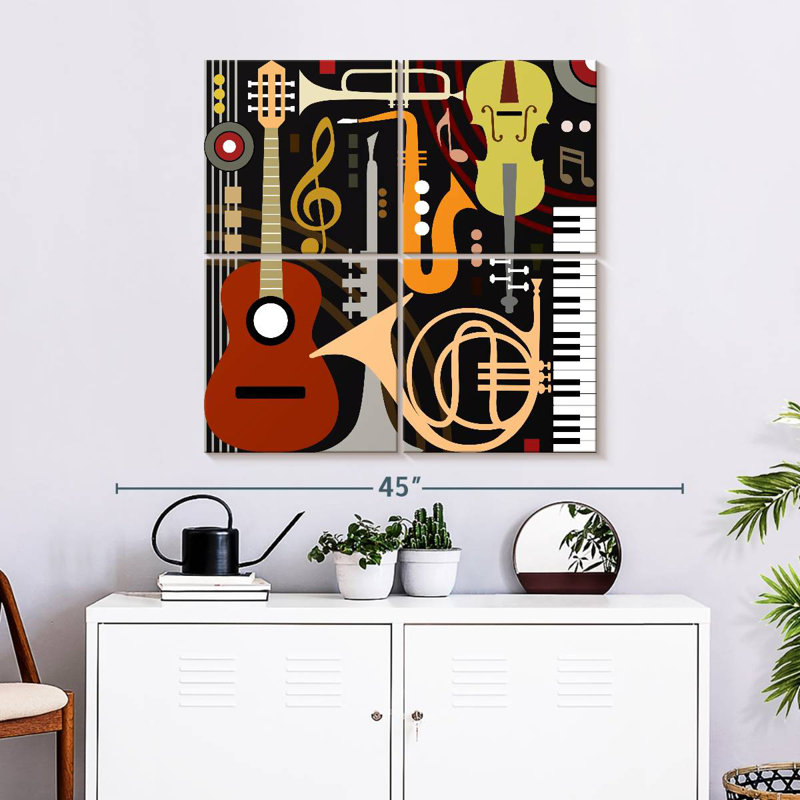 Abarca, instruments de musique abstraits, H 32 po x l 32 po