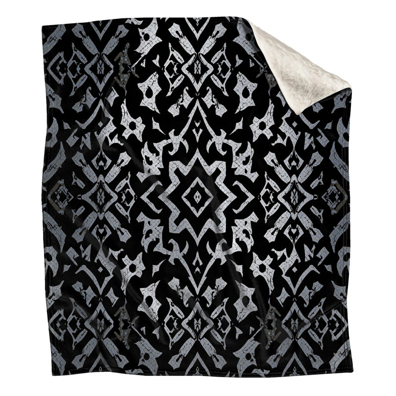 Couvertures noires à motif damassé, L 50 po x H 60 po