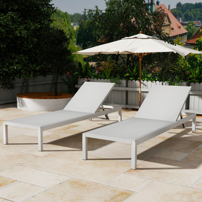 Méridienne d'extérieur pour 2 personnes - Aluminium, traité, capacité de 400 lb, réglable pour les chaises longues de patio de piscine 2, au bord de la piscine