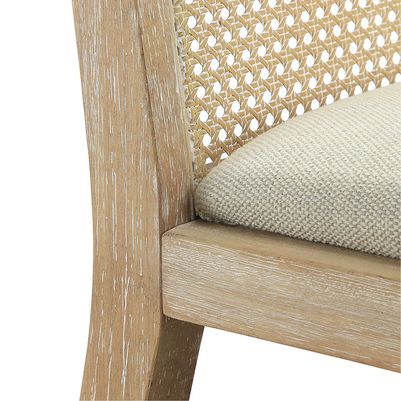 De 2 chaises de salle à manger - Structure en bois massif et dossier en canne synthétique, siège rembourré avec coussins attachés Outils requis pour l'assemblage (2)
