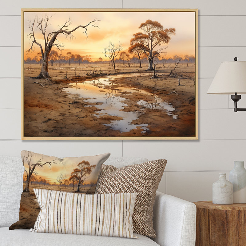 Paysage australien australien VI - Australie, art mural, Cadre flottant blanc, H 34 po x l 44 po x P 1,5 po