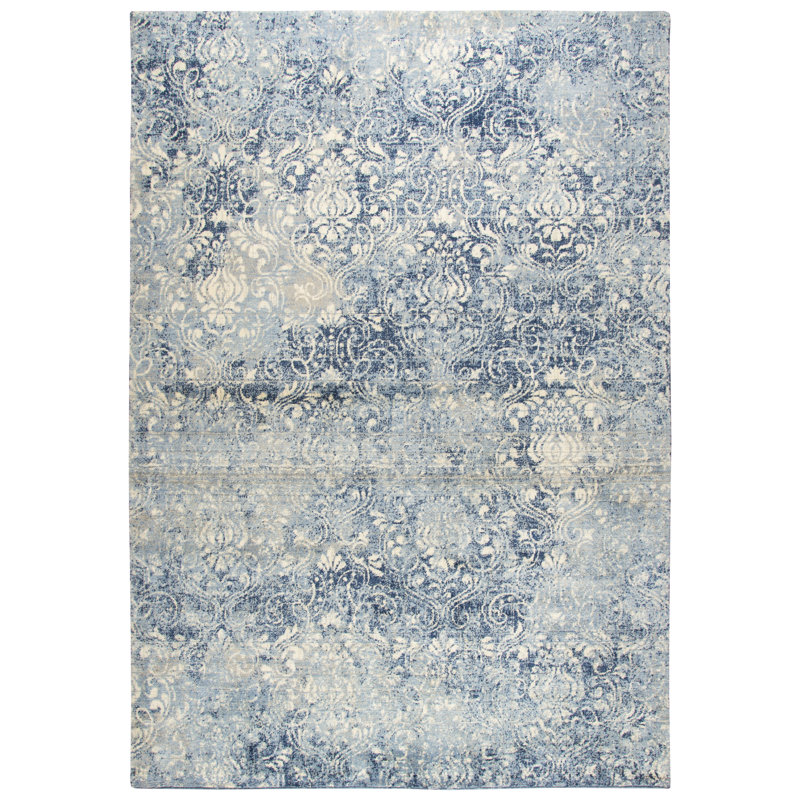 Tapis gris clair / bleu en laine Thora, Rectangle 3 pi x 5 pi