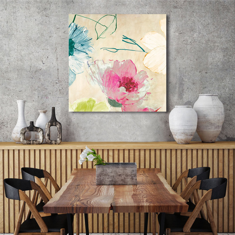 Colorful Floral Composition I by Kelly Parr - Wrapped Canvas Painting, 70cm H x 70cm W x 4cm D