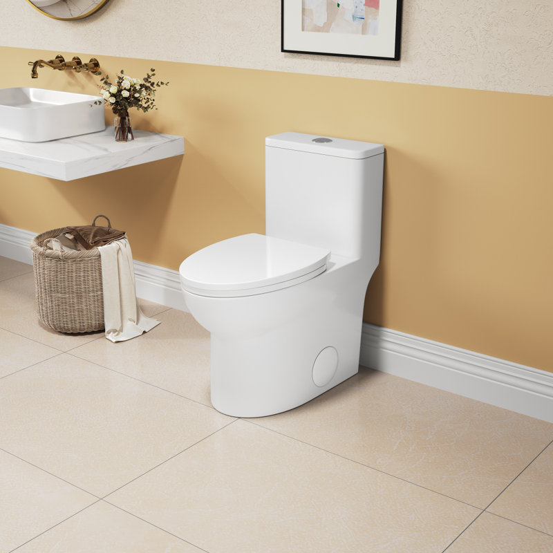 Toilette allongée à fixation au sol 1,1 / 1,6 GPF, certifiée CUPC, certifié Watersense, céramique, couleur blanche, siège à fermeture en douceur