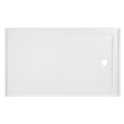 CONDRIS 60" x 36" Shower Base, Rectangular Acrylic Shower Pan with Slip-Resistant Floor, Right Drain, Low Threshold, Alcove Installation