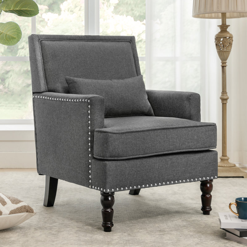 Arene Upholstered Armchair, Carbon Gray Linen
