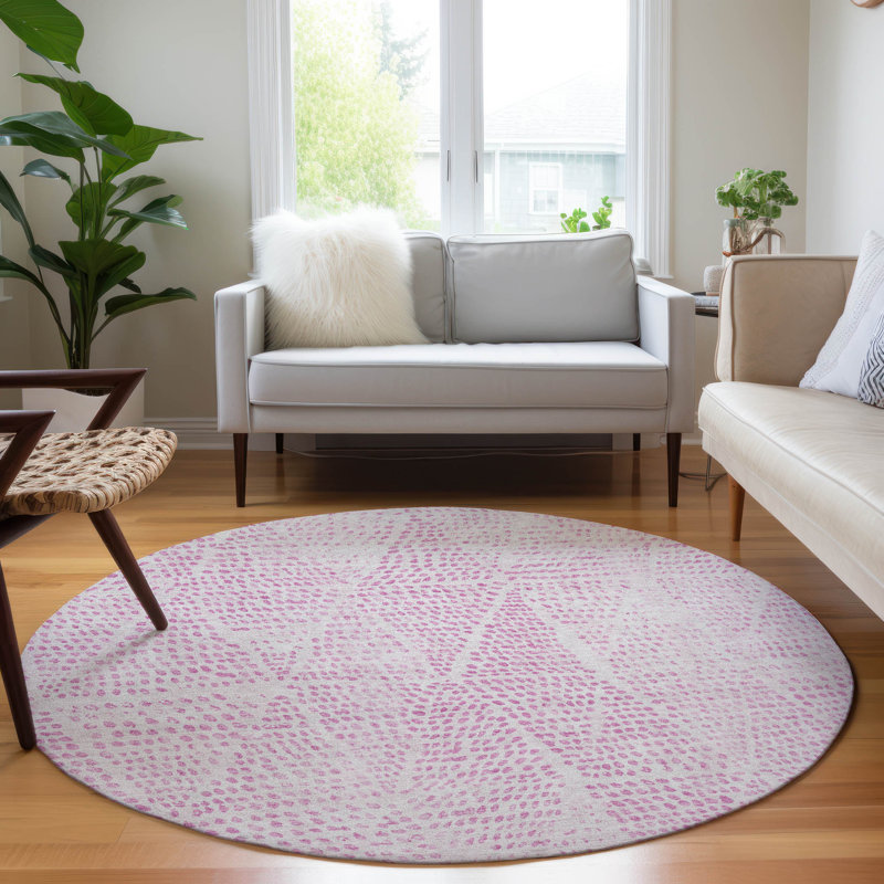 Jurnee Washable Geometric Indoor / Outdoor Rug, Round 8'
