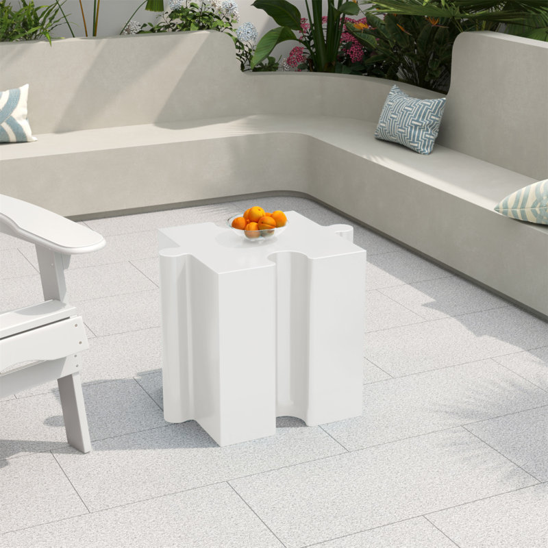Ensemble de 3 tables de casse-tête artistiques, tables d'appoint modulaires MGO avec emboîtement (2 convexes et 1 concave), capacité de 200 lb pour l'intérieur et l'extérieur, couleur noir et blanc