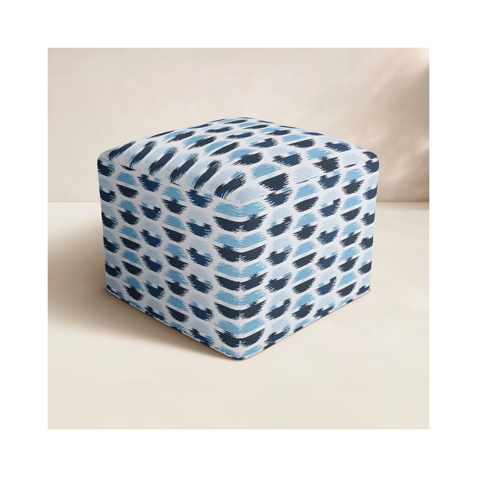 Eliana  Upholstered 18" Ottoman, 18"H x 22"W x 22"D, Sunbrella Wayward Sky
