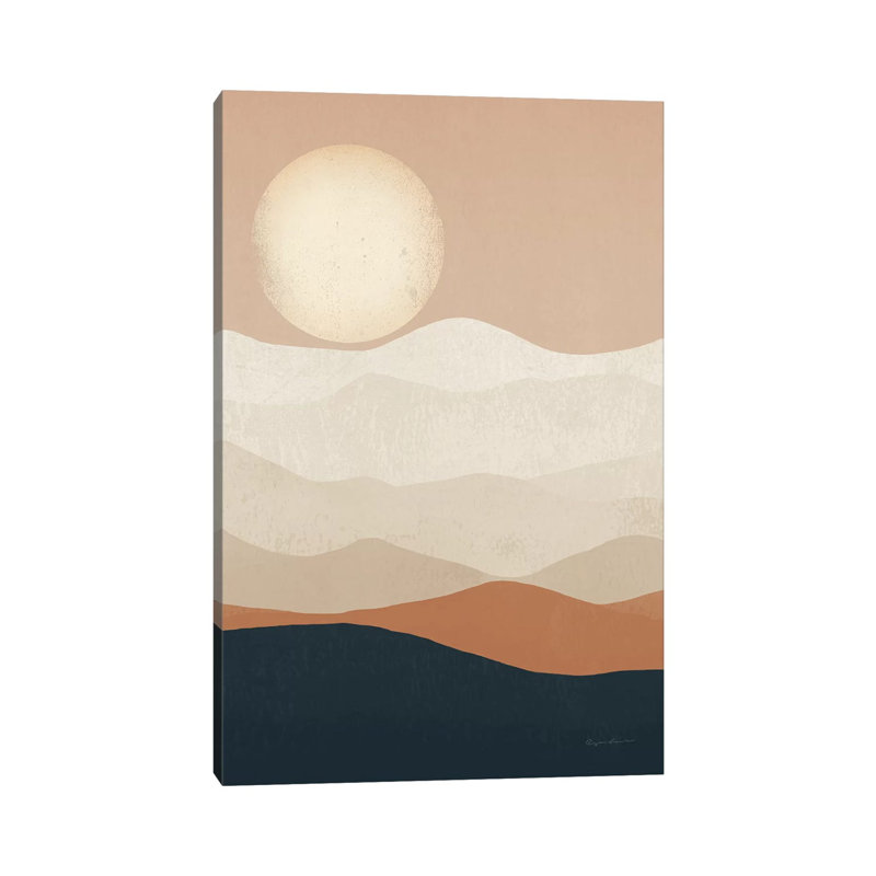 Mojave Mountains And Moon Landscape by Ryan Fowler - Print on Canvas, 66.04cm H x 45.72cm W x 3.81cm D, Wrapped Canvas