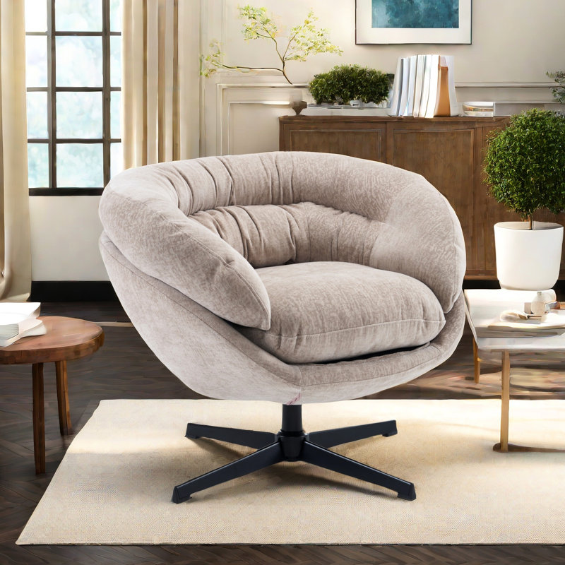 Chaise pivotante Comfy Chenille 360 - Brun pour la chambre à coucher et l'espace de lecture dans le salon de bureau à domicile