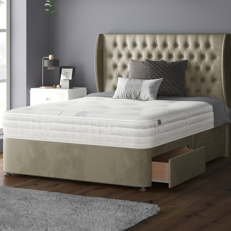 Mandalay Divan Bed Base, Double, Coffee, 2 Foot-End Drawers