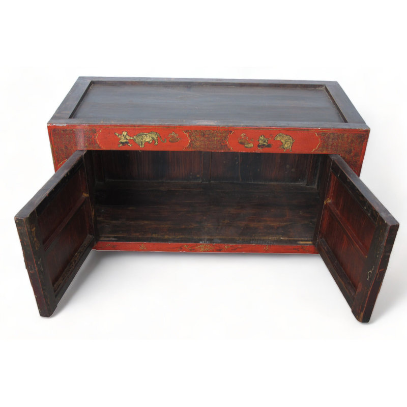 Armoire de style chinois rétro rouge peinte à la main