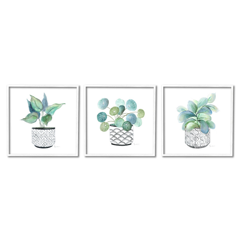 "Vase à motif de fleurs luxuriantes" par Tava Studios - ensemble de 3 impressions sur toile, H 17 po x l 17 po x P 1,5 po