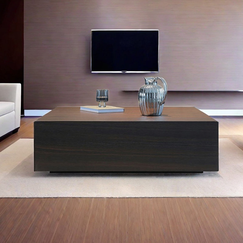 Table basse moderne et simple carrée, H 12,6 po x L 39,4 po x l 39,4 po, Marron foncé