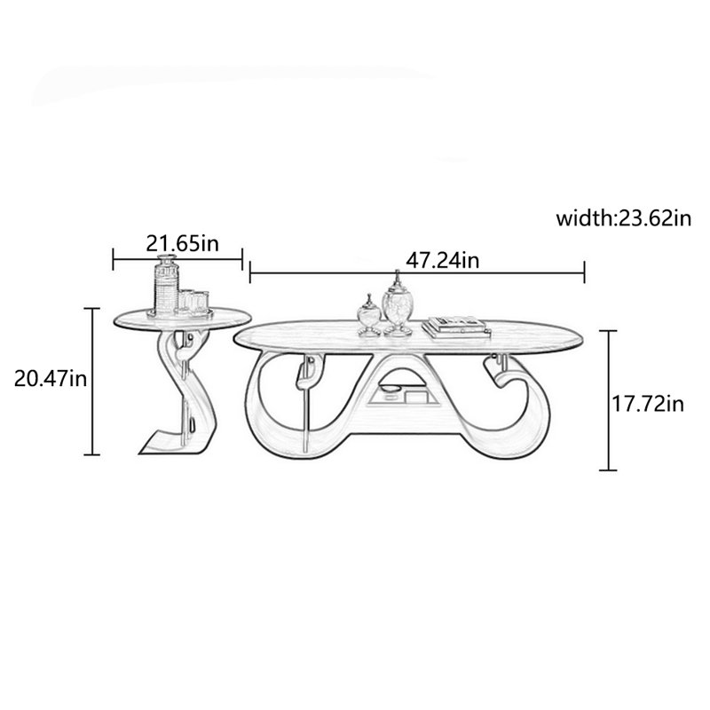High-end simple solid wood creative coffee table, 20.47" H x 62.99" W x 23.62" D