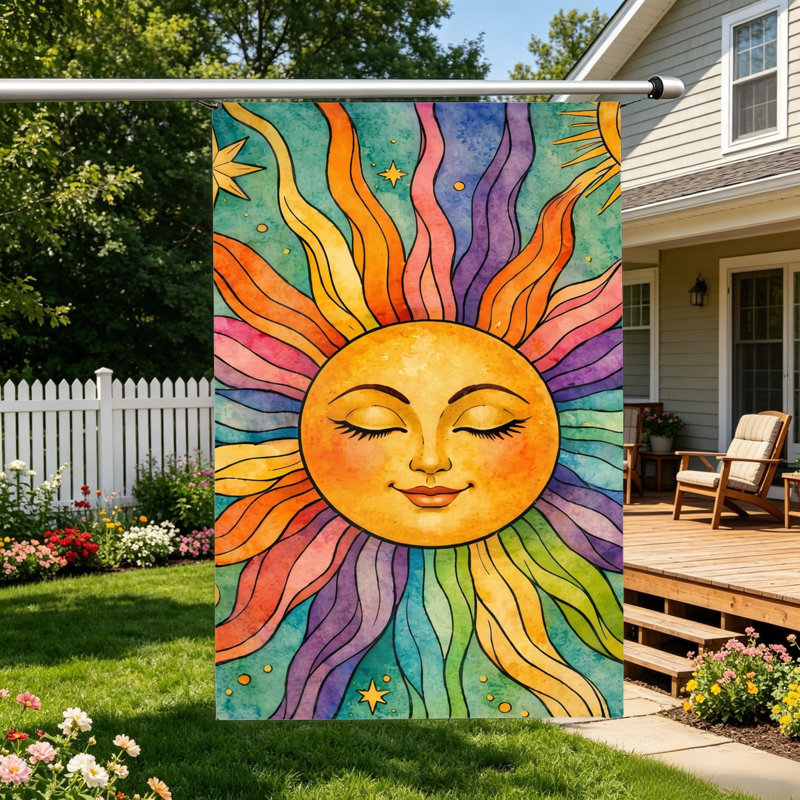 Drapeau suspendu arc-en-ciel Sun Sun avec œillets, 90 x 60 cm / (35 po x 24 po)