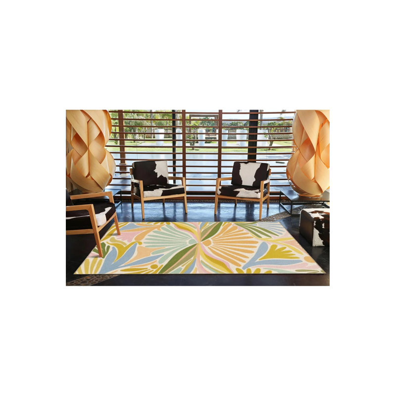 Lemon Patterned Woven Base Carpet, Rectangle 5' x 9'11"
