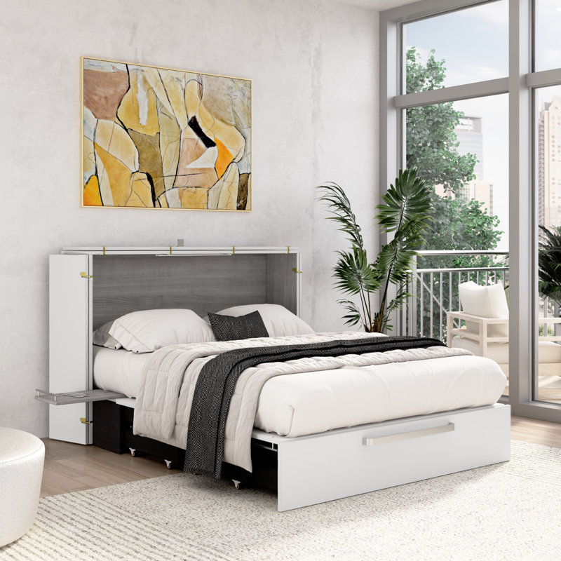 Lit escamotable 57 po avec tiroir escamotable 57 W, Double, Blanc