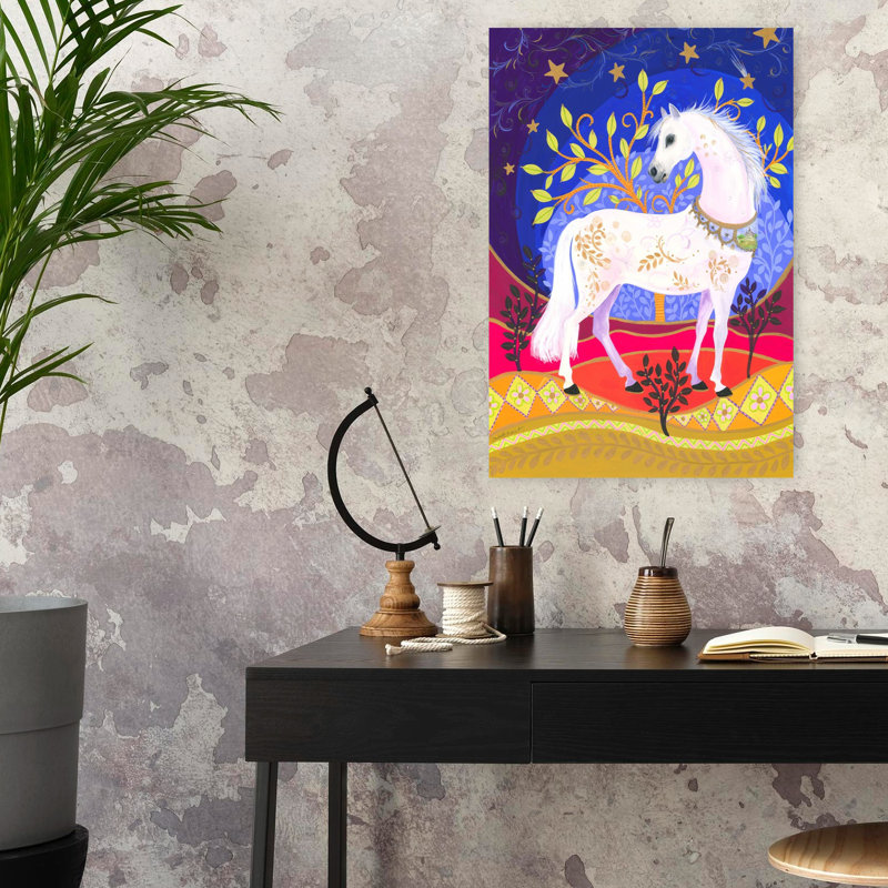Art mural cheval majestueux abstrait contemporain, H 24 po x l 16 po